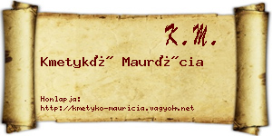 Kmetykó Maurícia névjegykártya